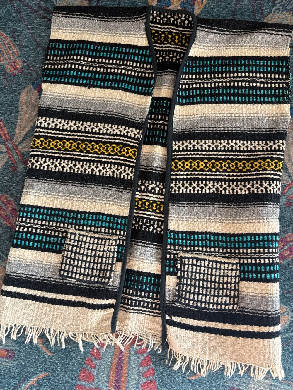 Super cute vintage boho Mexican serape blanket vest M